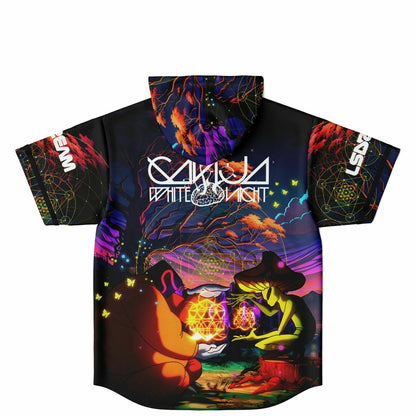 LSDREAM Black Psychedelic Surreal Rave Hooded Baseball Jersey