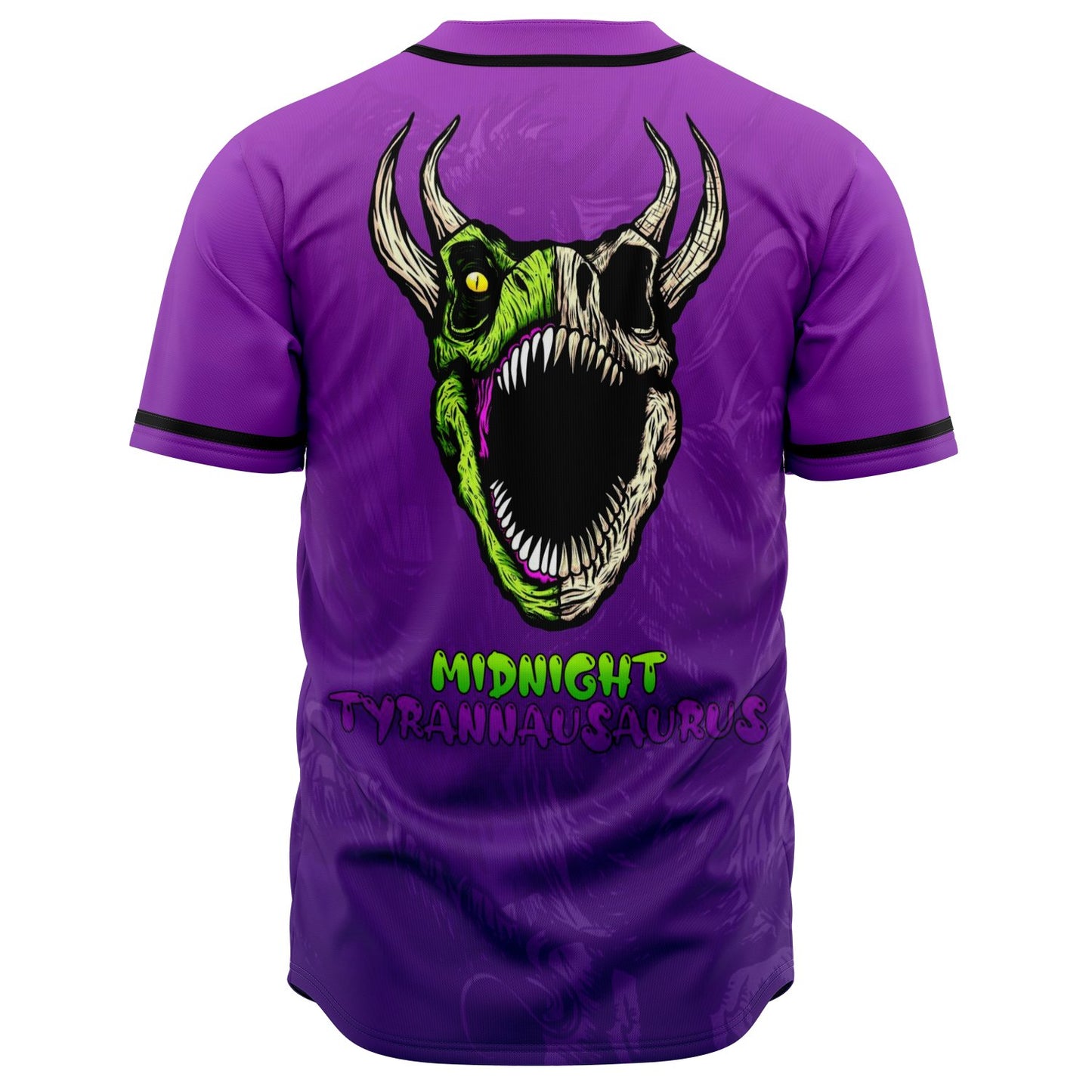 Midnight Tyrannausaurus Purple Horned T Rave Baseball Jersey
