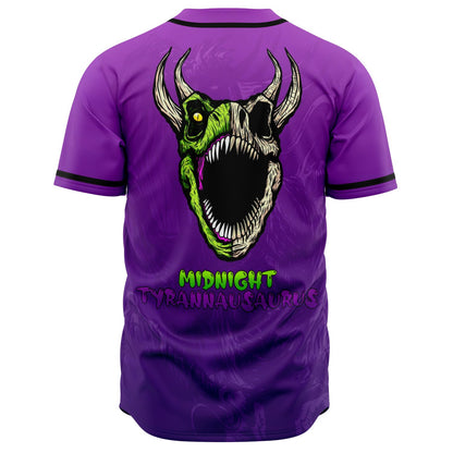 Midnight Tyrannausaurus Purple Horned T Rave Baseball Jersey