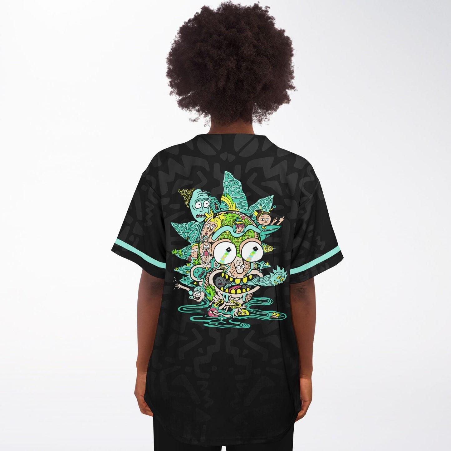 Black Abstract Doodle Rave Baseball Jersey
