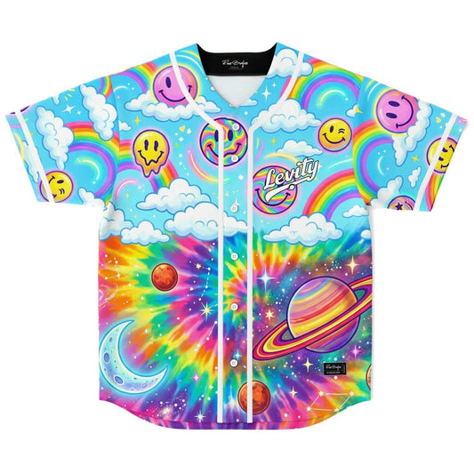 Levity Bright Rainbow Lisa Frank Rave Baseball Jersey