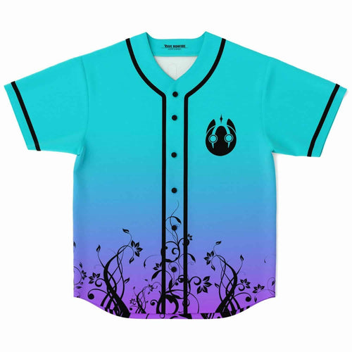 DABIN Turquoise Black Floral Rave Baseball Jersey