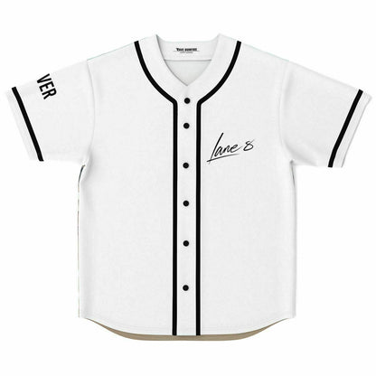 Lane 8 White Handwritten ‘Lane Rave Baseball Jersey