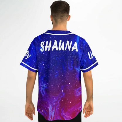 Cobalt Blue Cosmic Galaxy Rave Baseball Jersey