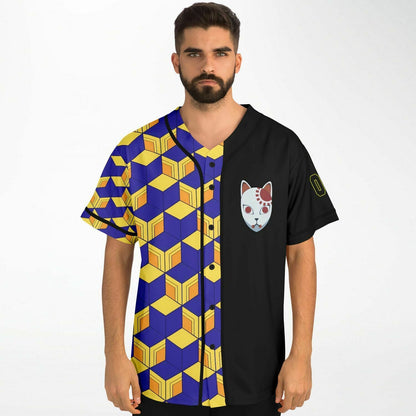 Purple Yellow Geometric Rave Baseball Jersey