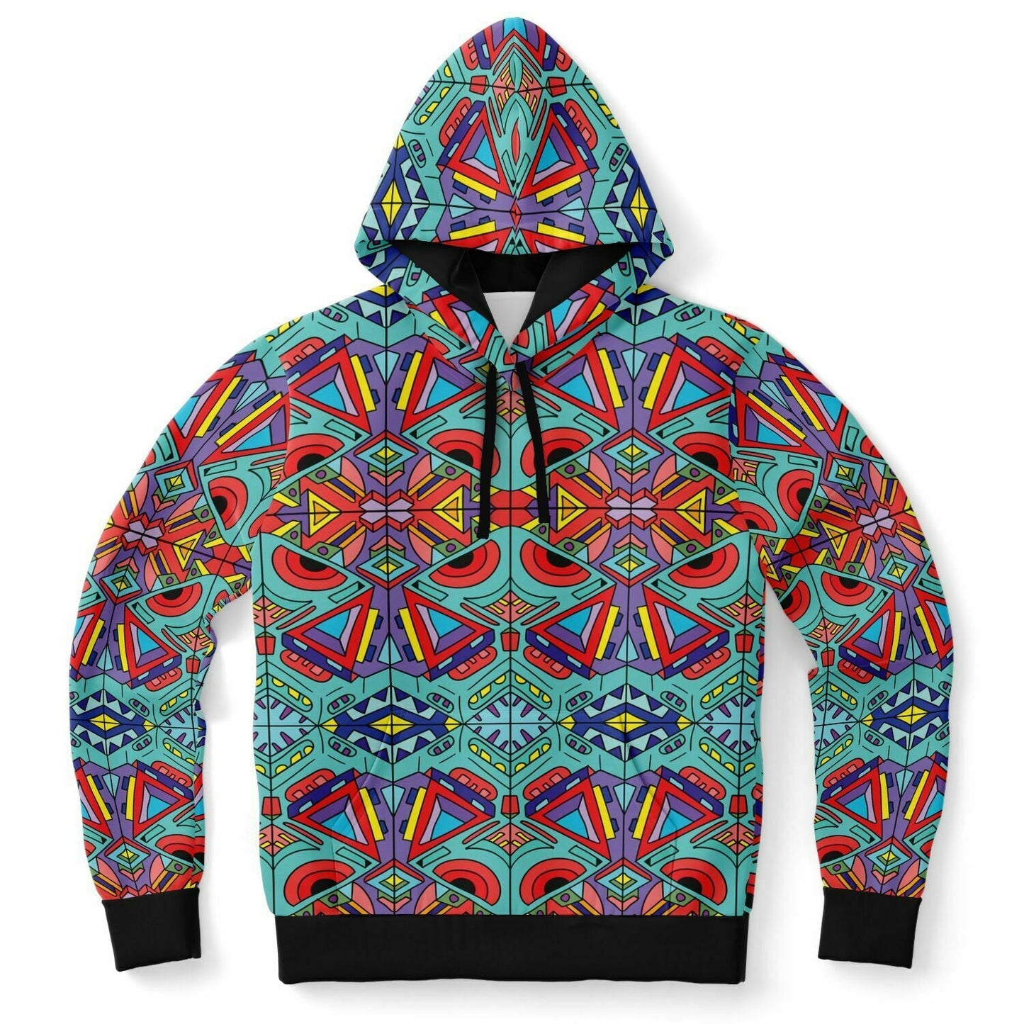 Teal Kaleidoscope Doodle Rave Hoodie