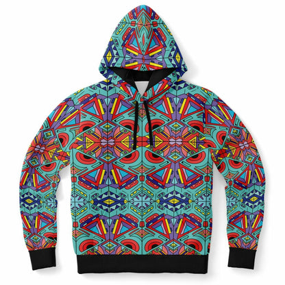 Teal Kaleidoscope Doodle Rave Hoodie
