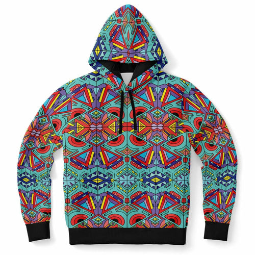 Teal Kaleidoscope Doodle Rave Hoodie