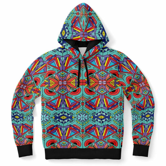 Teal Kaleidoscope Doodle Rave Hoodie