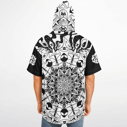 Black White Kaleidoscope Rave Hooded Baseball Jersey