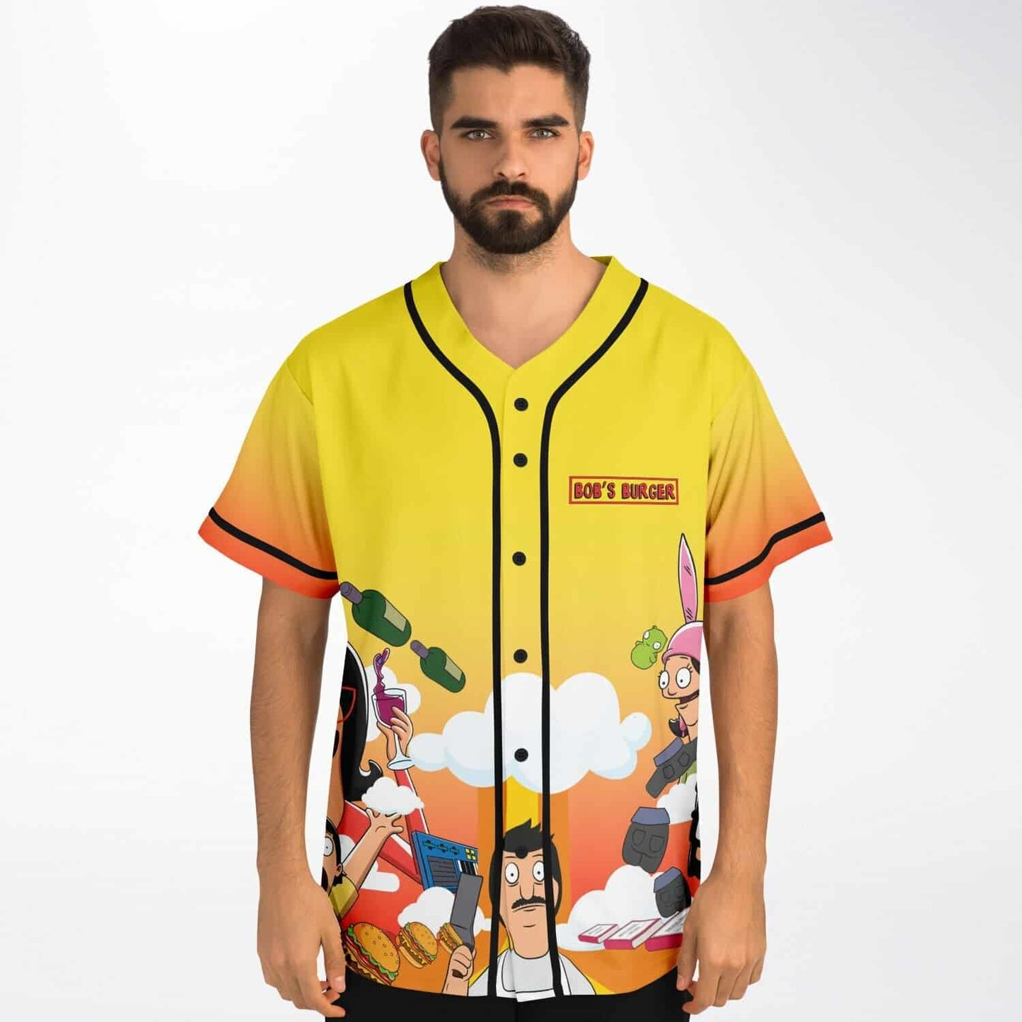Yellow Orange Cartoon Tv Rave Baseball Jersey