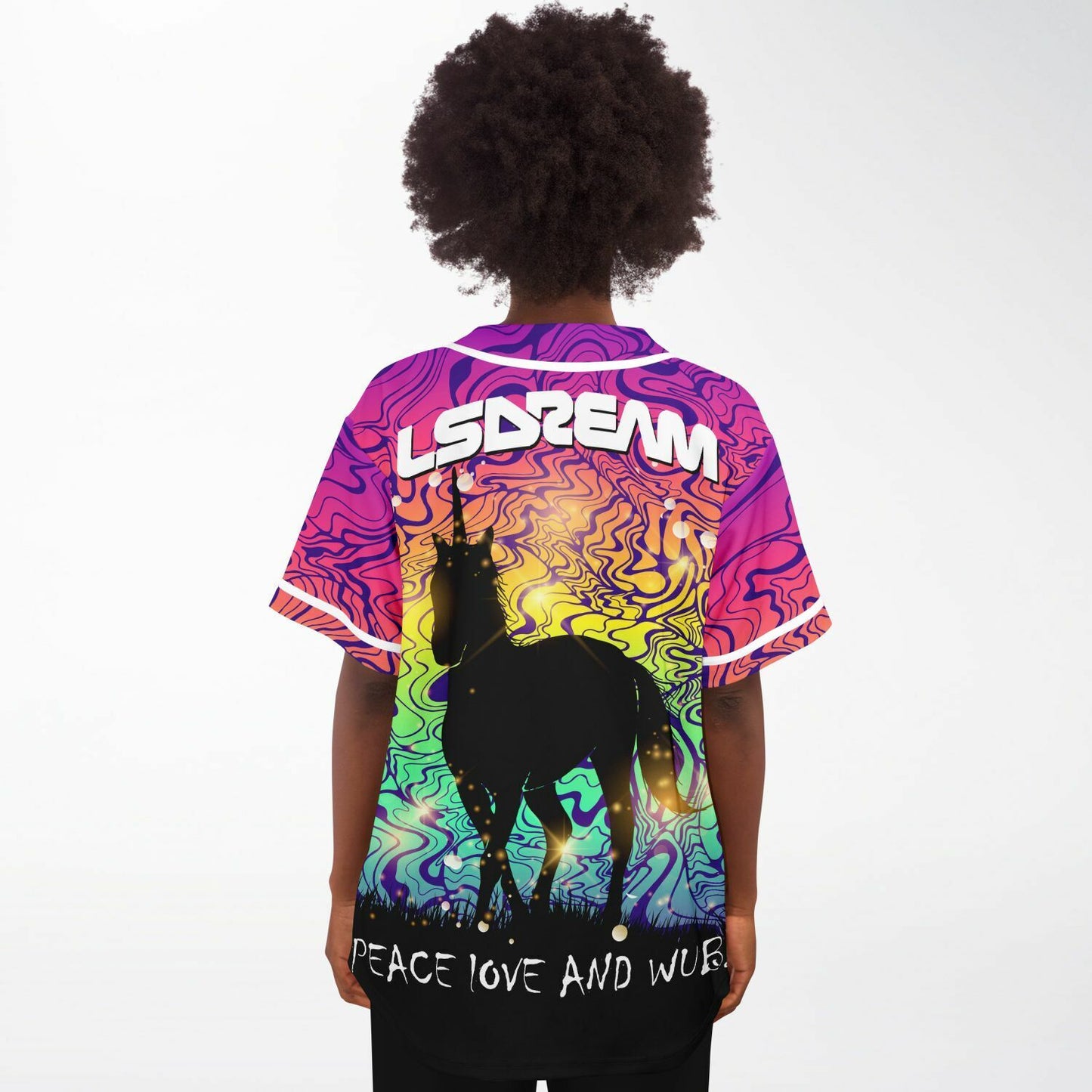 LSDREAM Full Rainbow Psychedelic Dripping Rave Baseball Jersey
