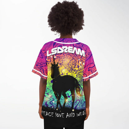 LSDREAM Full Rainbow Psychedelic Dripping Rave Baseball Jersey