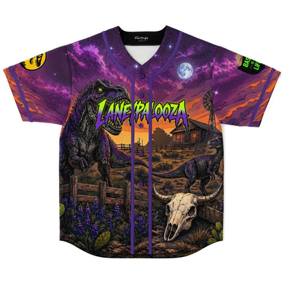 Purple Jurassic Dinosaurs Rave Baseball Jersey