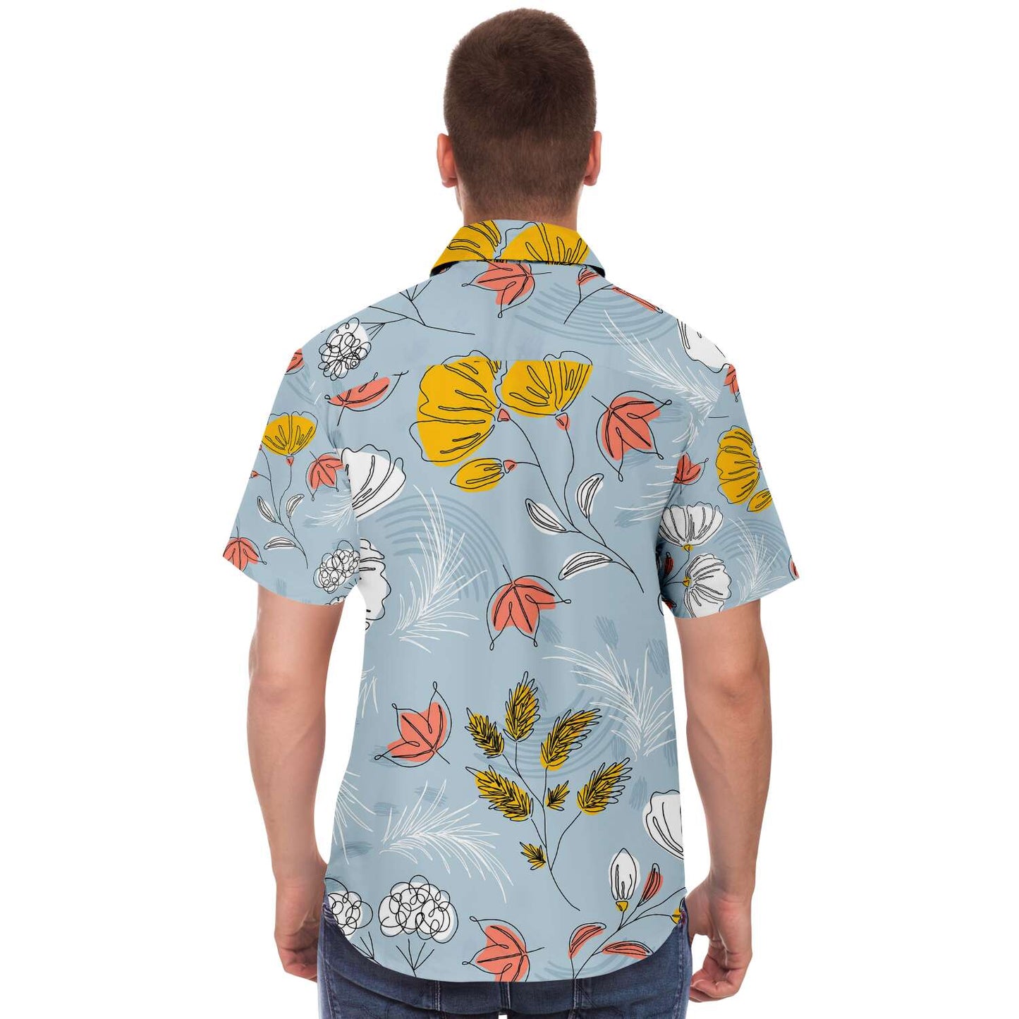 Organic Flat abstract floral short sleeve button down shirt