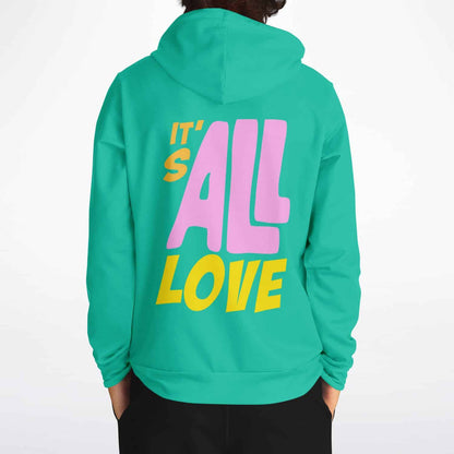It’s All Love Teal Bubble Letter Rave Hoodie