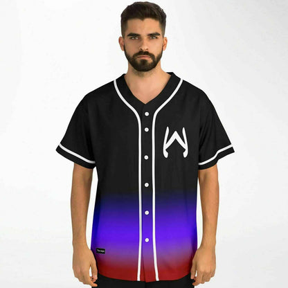 Black Blue Stylized ‘W’ Rave Baseball Jersey