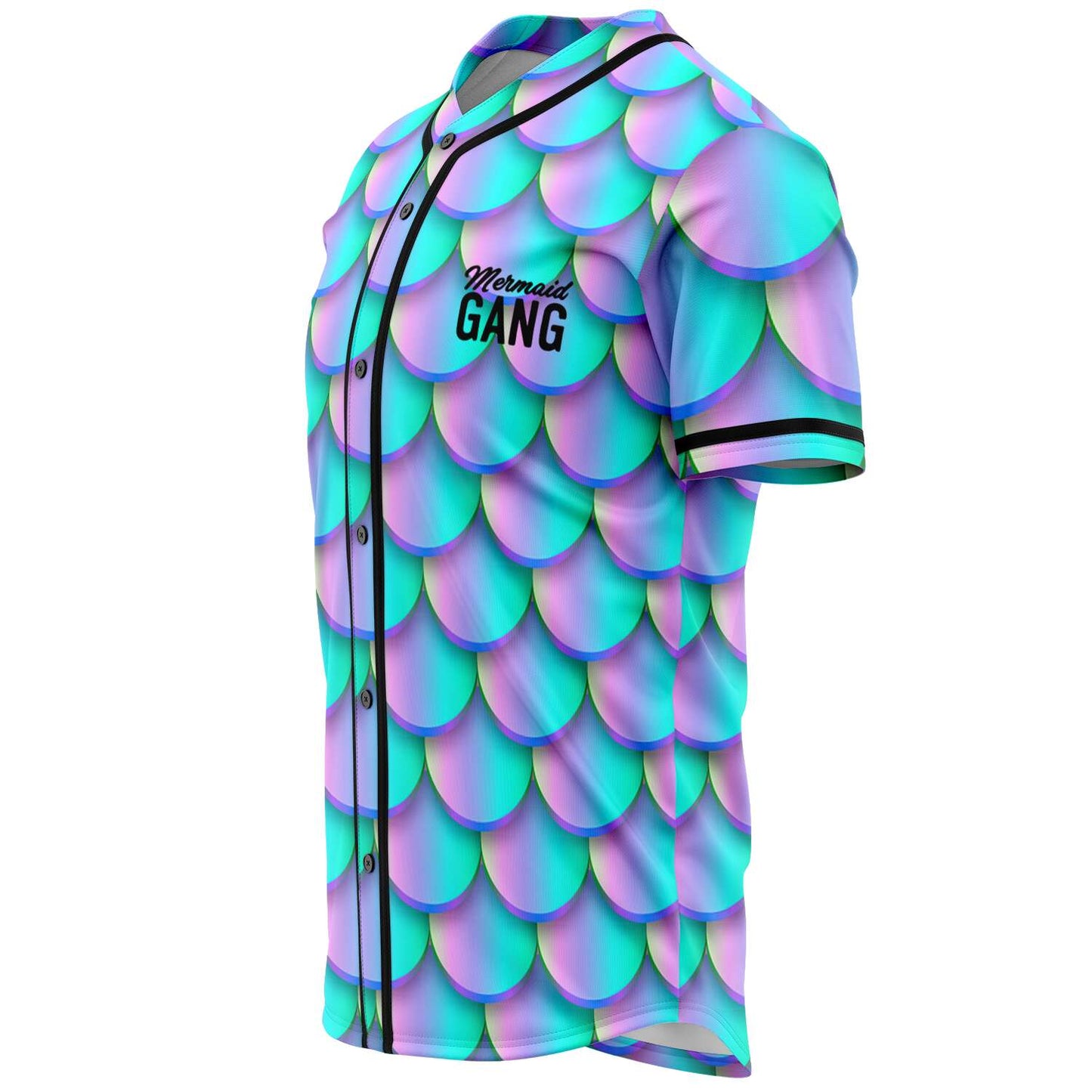 Iridescent Teal Mermaid Fish Rave Baseball Jersey