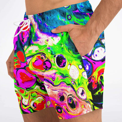 Bright Abstract Fluid Rave Swim Trunks