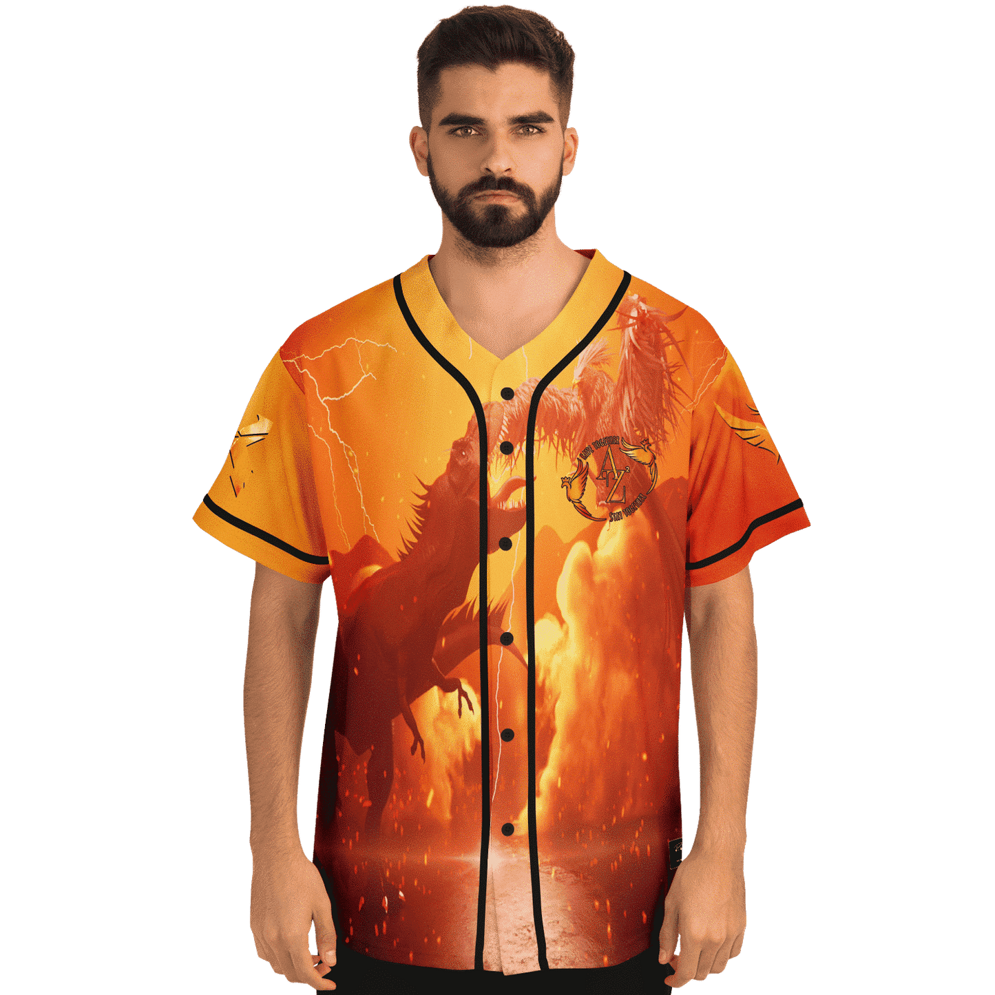 Fiery Orange Rearing Horse Rave Baseball Jersey