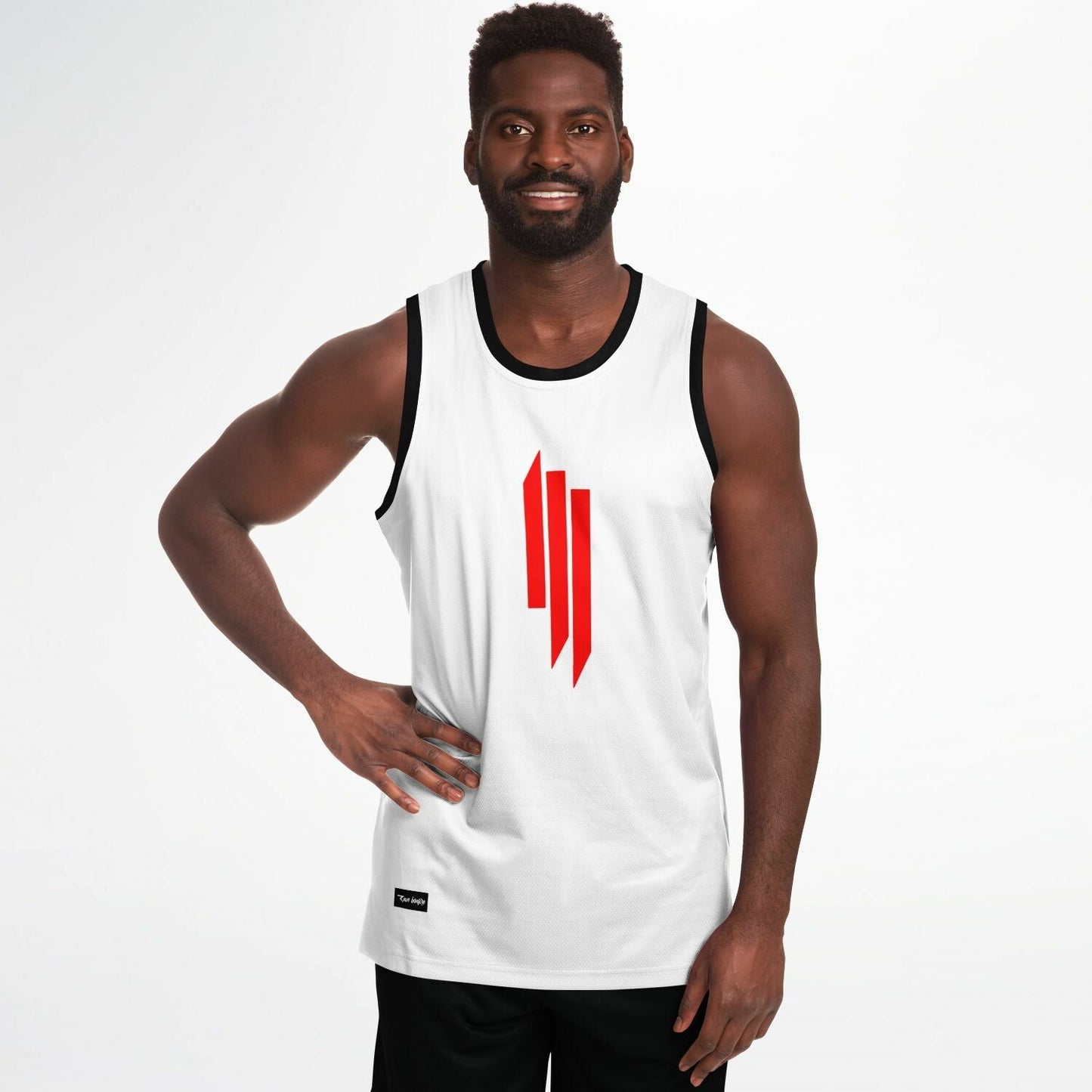 Skrillex White Body Slashed Lines Rave Basketball Jersey