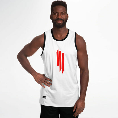 Skrillex White Body Slashed Lines Rave Basketball Jersey