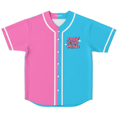 Split Pink Slogan Text Rave Baseball Jersey