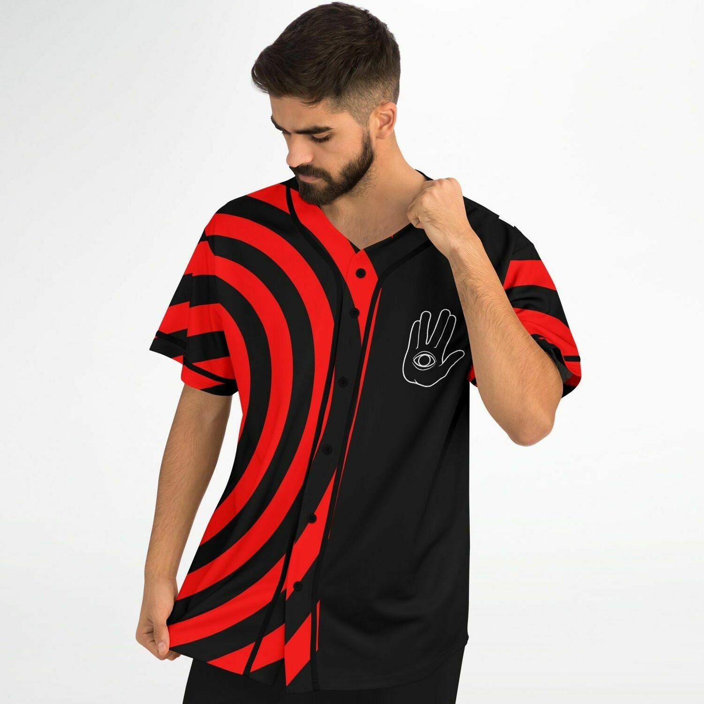 Black Bright Hypnotic Concentric Rave Baseball Jersey