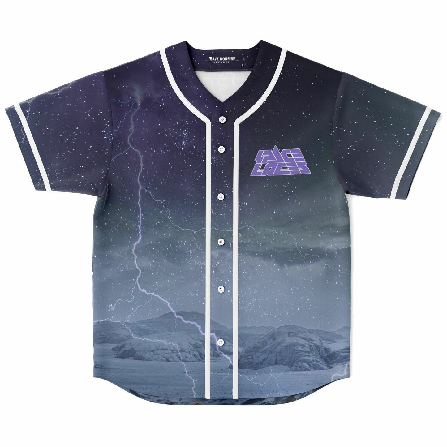 Space Laces Dark Grey Stormy Landscape Rave Baseball Jersey