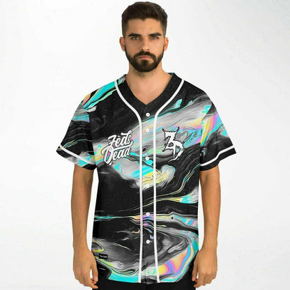 Feed Me Black Psychedelic Marbled Rave Baseball Jersey