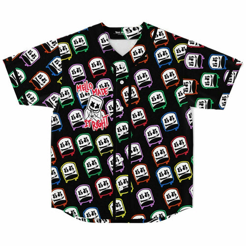 Marshmello Black Repeating Dripping Rave Baseball Jersey