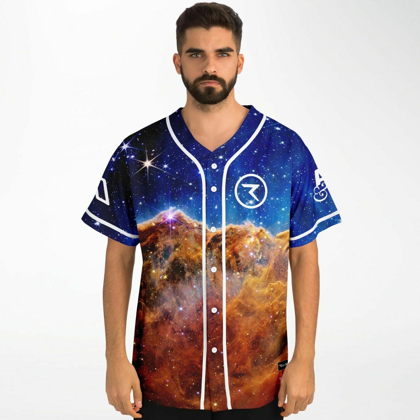 Deep Blue Photographic Cosmic Rave Baseball Jersey