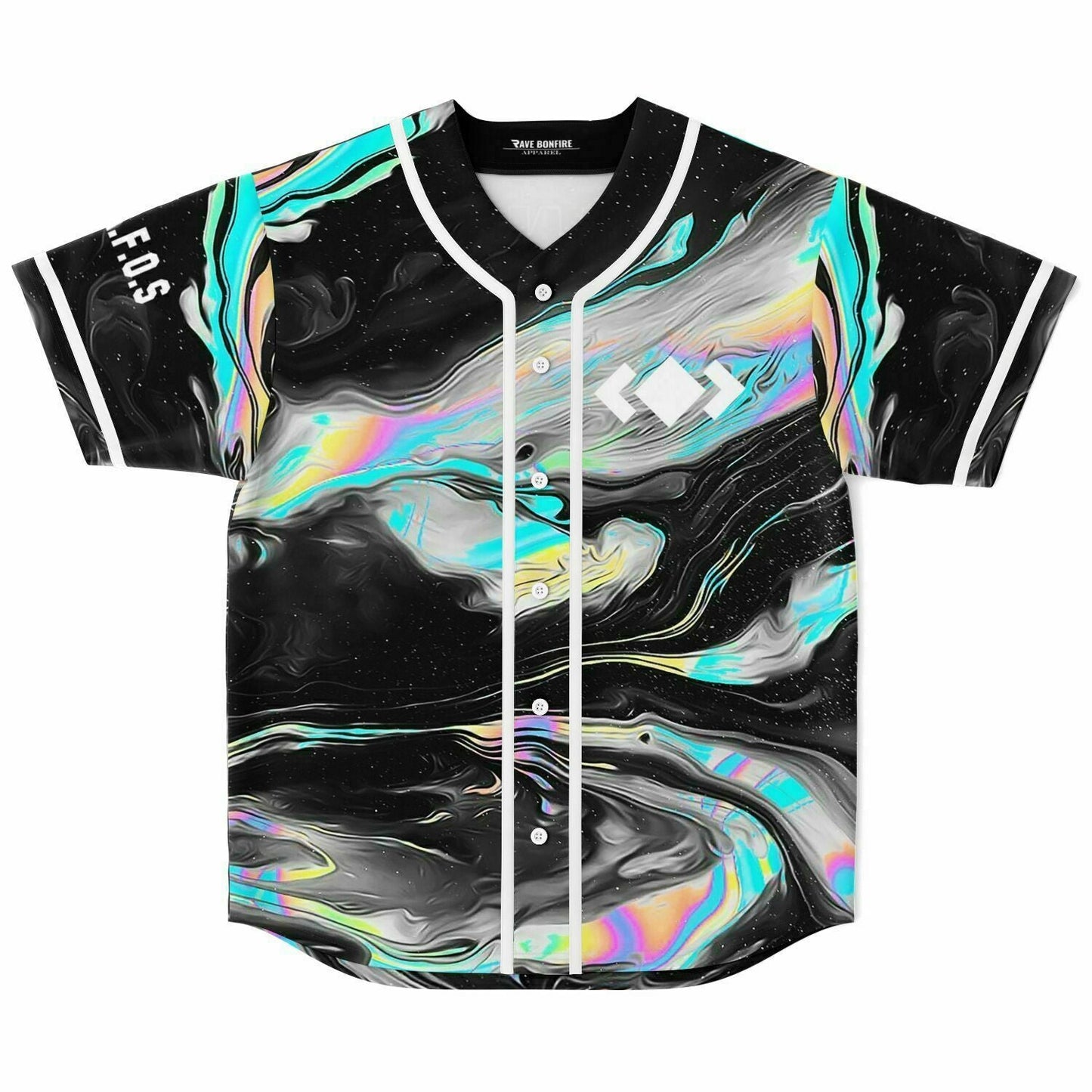 Black Holographic Oil Rave Baseball Jersey