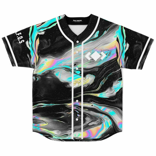 Black Holographic Oil Rave Baseball Jersey