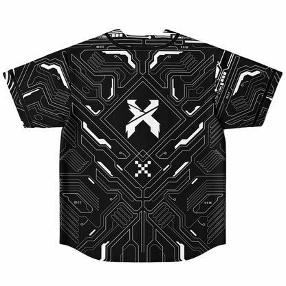Black & Pink Cyberpunk Circuit Reversible Baseball Jersey