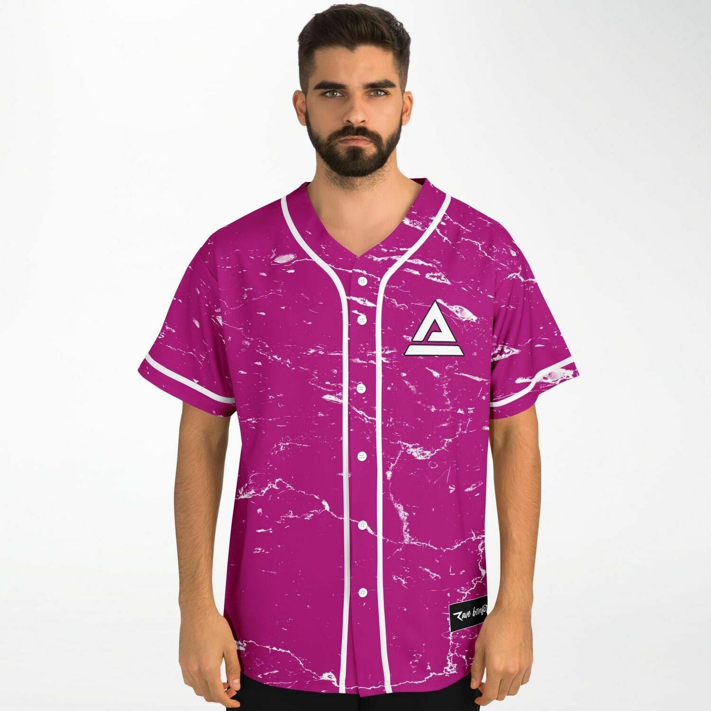 Trivecta Magenta Cracked Marble Rave Baseball Jersey