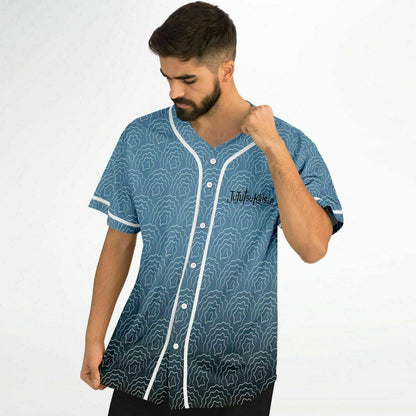 Steel Blue Abstract Topographic Rave Baseball Jersey