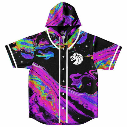 Seven Lions Black Psychedelic Liquid Rave Hooded Baseball Jersey