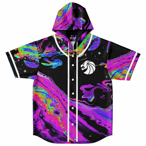 Seven Lions Black Psychedelic Liquid Rave Hooded Baseball Jersey