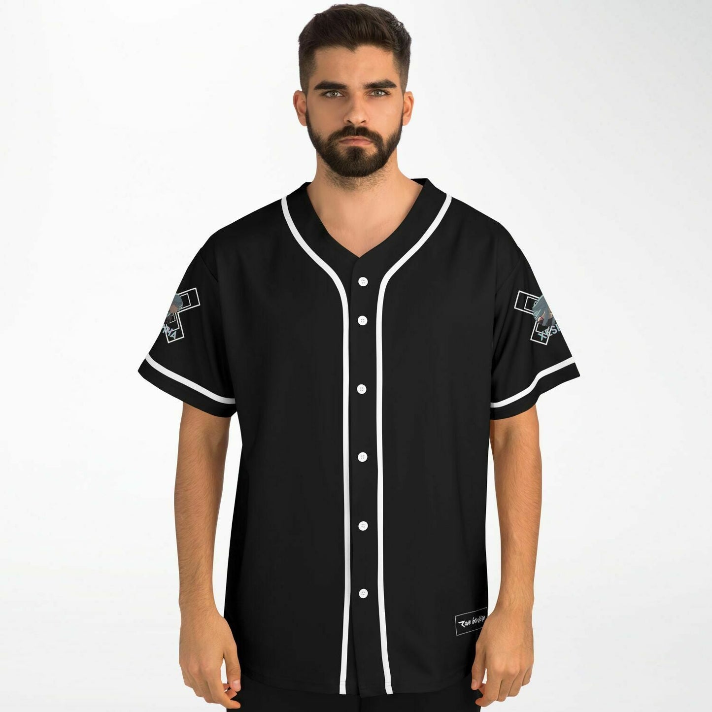 Black Anime Patches Rave Baseball Jersey
