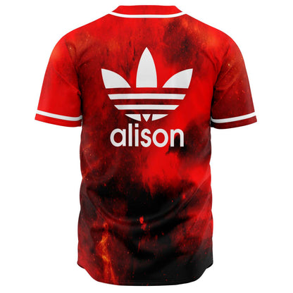 Bright Red Galaxy Rave Baseball Jersey