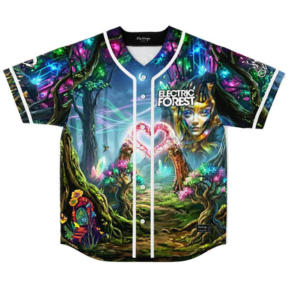 Electric Forest Dark Enchanted Magical Glowing Rave Baseball Jersey