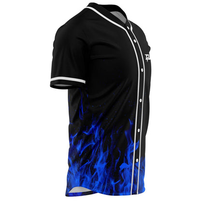 Guarzino Black Blue Fire Rave Baseball Jersey