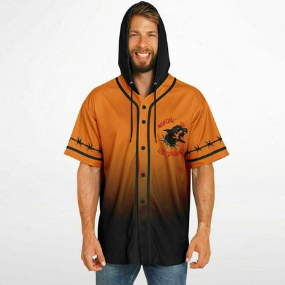Kayzo Orange Black Snarling Rottweiler Rave Hooded Baseball Jersey