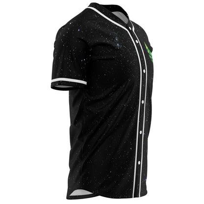 Black Starry Green Flame Rave Baseball Jersey