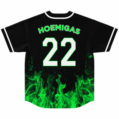 Black Green Flames Rave Baseball Jersey