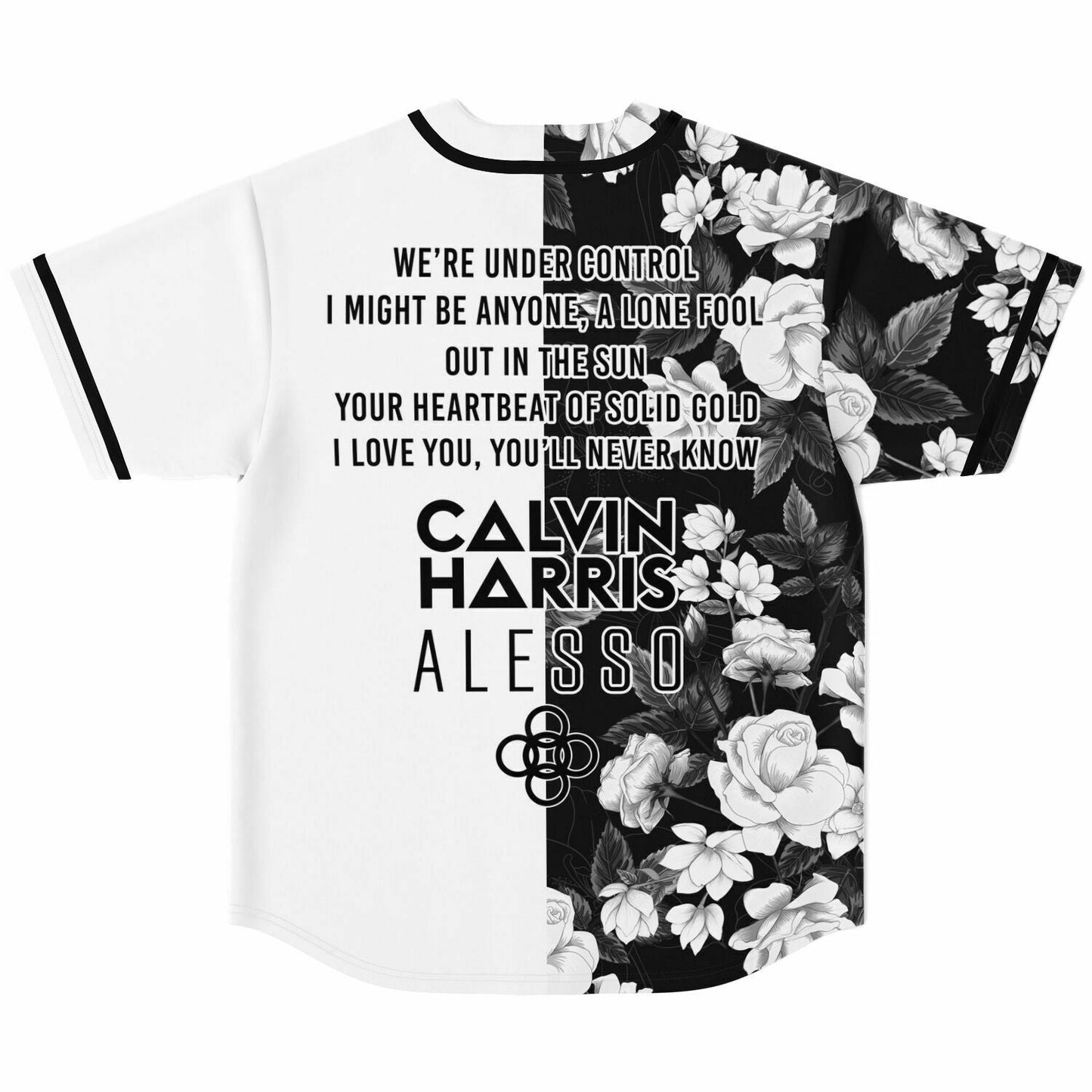 Calvin Harris Black White Rose Floral Rave Baseball Jersey