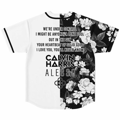 Calvin Harris Black White Rose Floral Rave Baseball Jersey