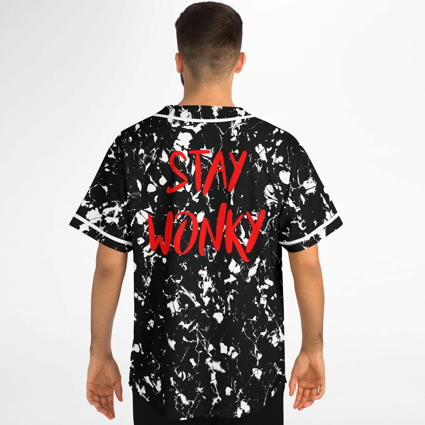 Black White Abstract Paint Rave Baseball Jersey