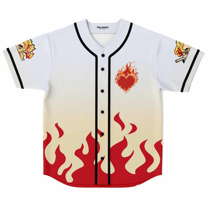 White Cream Red Flames Rave Baseball Jersey